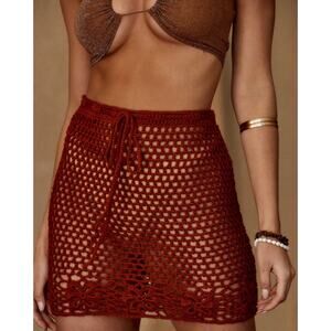 Carried Away Rust Crochet Skirt
